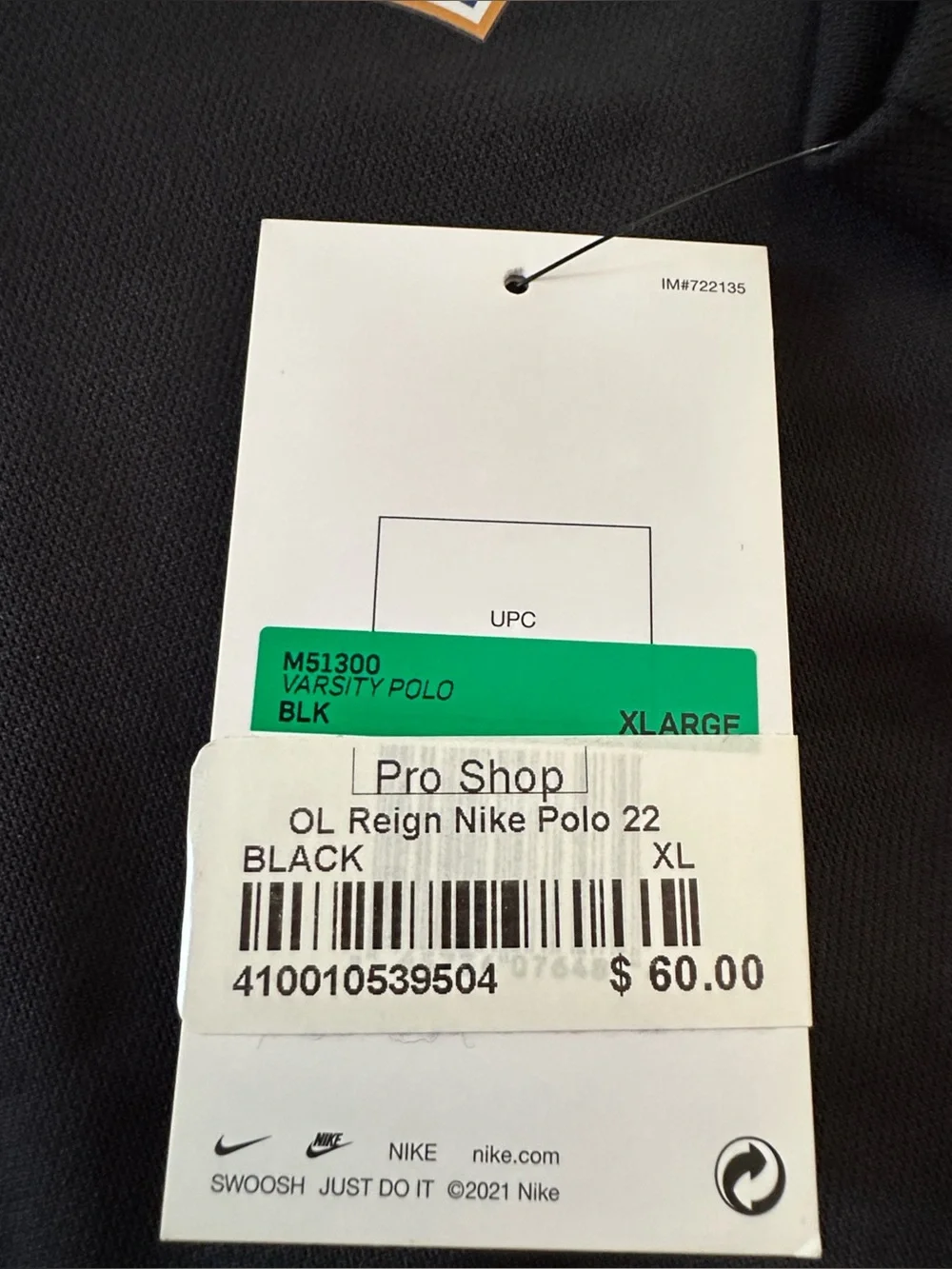 Nike Dri-Fit Seattle Reign FC Men's XL Varsity Polo Shirt Black OL NWT